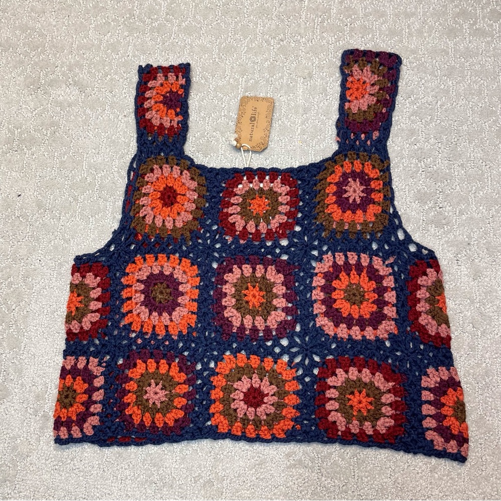 Natural Life Multi-coloured crochet top NWT